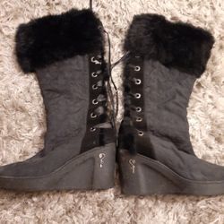 Akdmks Fur Trim Boots Lace Up Fur Back 8