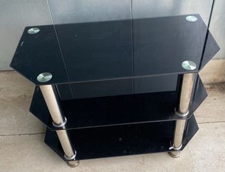 3-Tier Black Tempered Glass TV Stand / Media Console