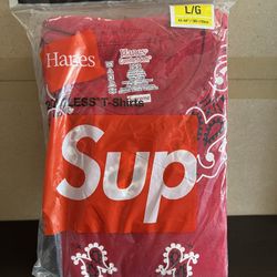DS Supreme x Hanes Bandana Shirts Pack aka Tagless Tee Red SzL (2 Shirts in 1 Pack)