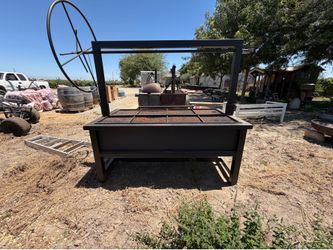 Custom 68-inch Santa Maria BBQ Grill, heavy duty handmade, adjustable grate.