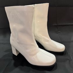 Women's Gogo Boots Mid Calf Block Heel Square Toe Zipper Boots