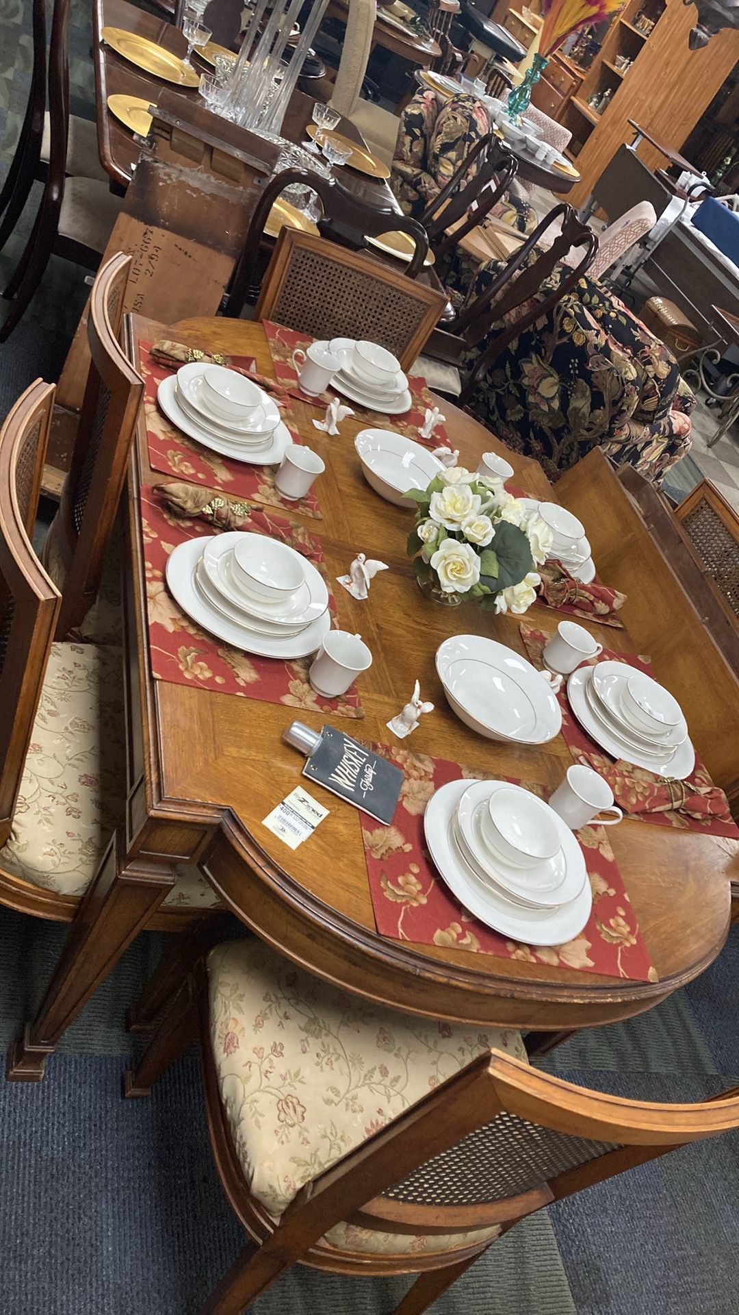 Oak Table W6 Chairs And 3 Leafs