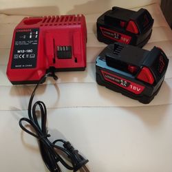 2 Milwaukee 18 Volt  Replacement Batteries With Charger