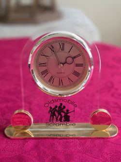 Oldsmobile Scramble Brass Collectible Desk Clock 6" Tall