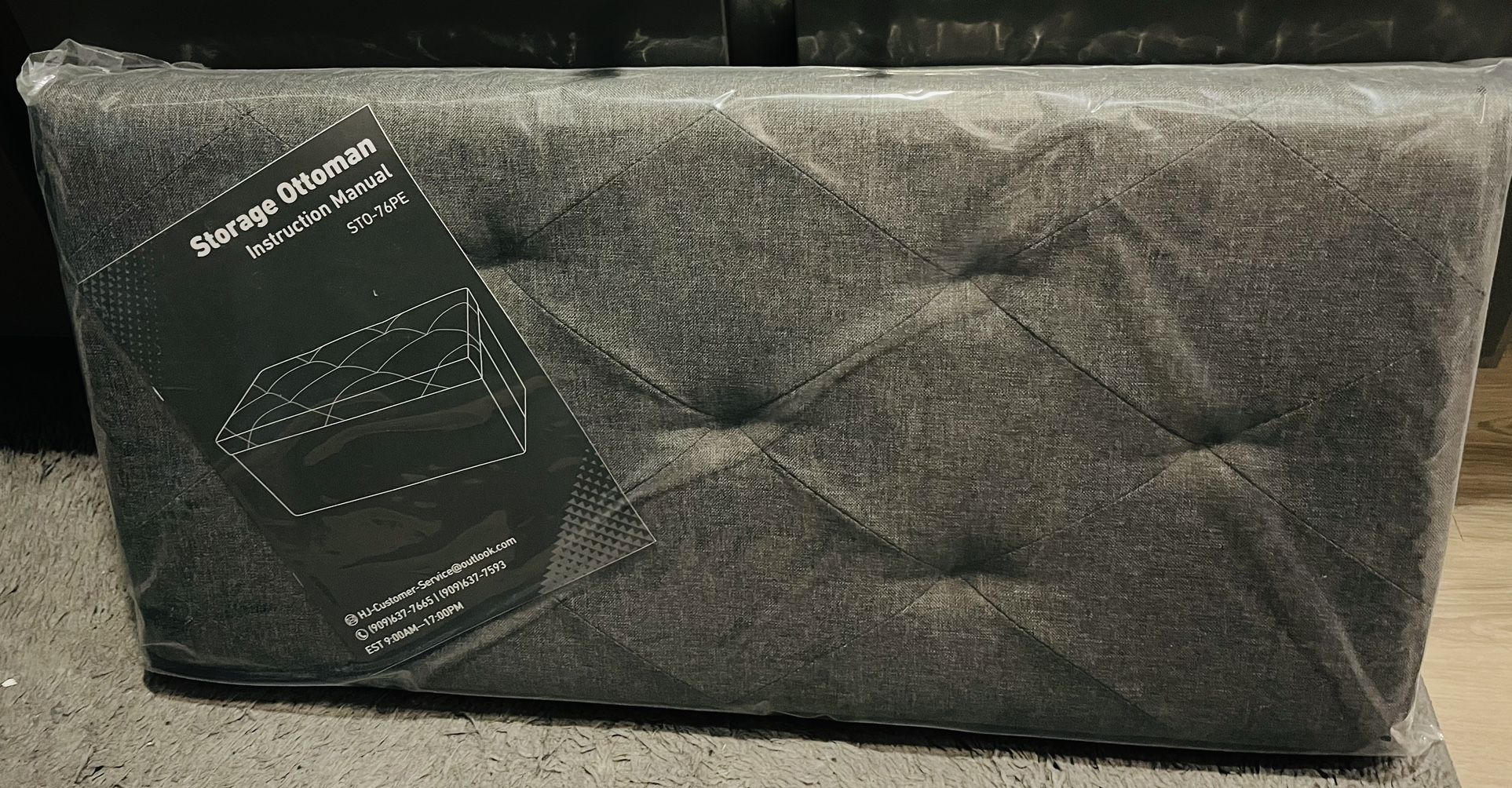 Grey Never opened Storage ottoman $70 Or (OBO)