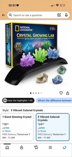 National Geographic Crystal Growing Lab With Light-Up Display Base