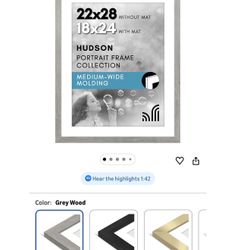 Americanflat 22x28 Poster Frame with Polished Plexiglass - Use as 18x24 Frame with Mat or Display 22x28 Photo Without Mat - Hudson Collection - Wide P