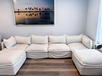 Washable / Pet Friendly Anabei Modular Sectional + 2 Bench Ottomans