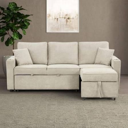 New Sofa Sectional. Grey Or Beige Fabric. 83x33x33H; St: 18”; 60” Bed. Free Delivery!
