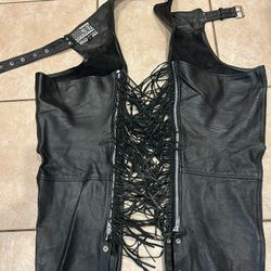 Men’s Black, Premium, Leather Biker, Chaps