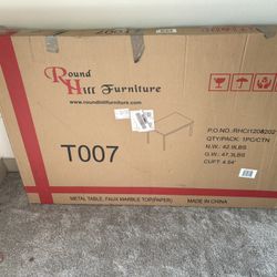 2 Tables. Faux Marble Dining Table And A Coffee Table