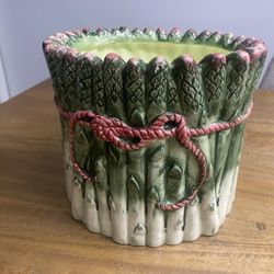 Vintage Large Asparagus Cache Pot / The Hadron Group 1988 / Planter / Utensil Caddy