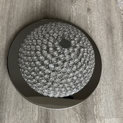 Mosby 15 in. 3-Light Mirrored Stainless Steel Flush Mount with Clear Crystal Accents