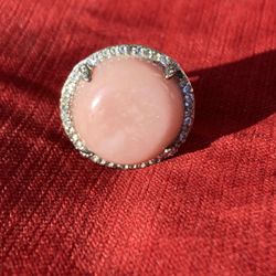 Sterling Silver Pink Coral Ring-Gold Washed