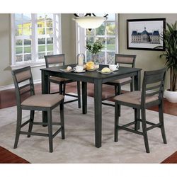 5 Piece Counter Height Table Set in Grey Finish