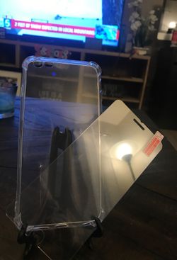 iPhone 6 Plus or 6S plus gel case and tempered glass combo $20