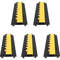 VEVOR 5 Pack Rubber Cable Protector Ramp 2 Channel Heavy Duty Ramp Protective Cover (5 Pack)
