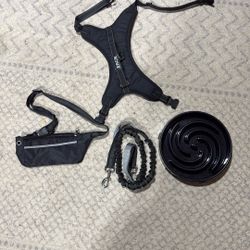 Dog Harness Leash And Slow Feed Bowl