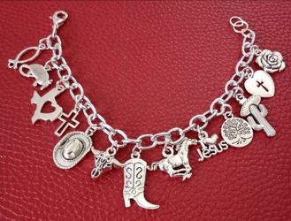 Silver-Tone Western Christian Charm Bracelet asking $20 each
