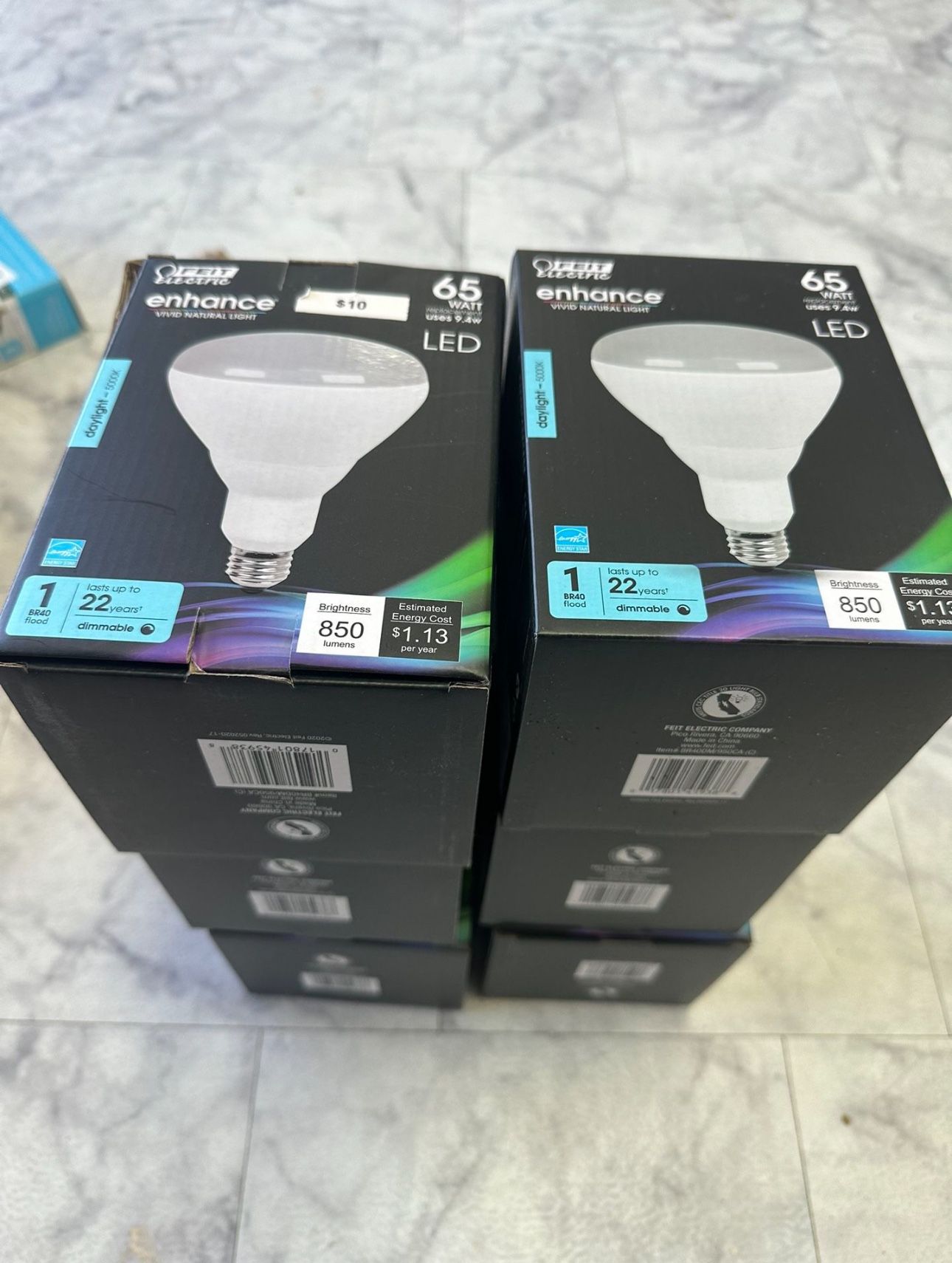 Feit Electric LED BR40 Bulbs, Dimmable, 65W Equivalent, 10 Year Life, 850 Lumens