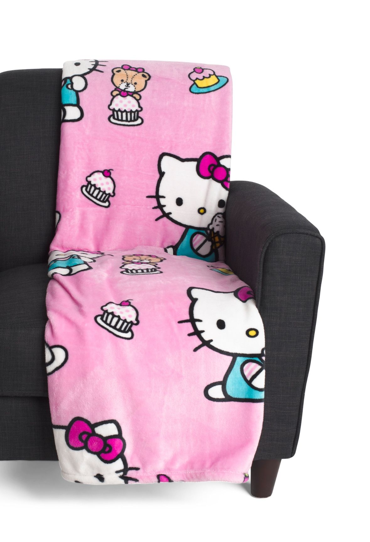 New Hello Kitty Teddy Bear Sweet Treats & Cupcakes Blanket