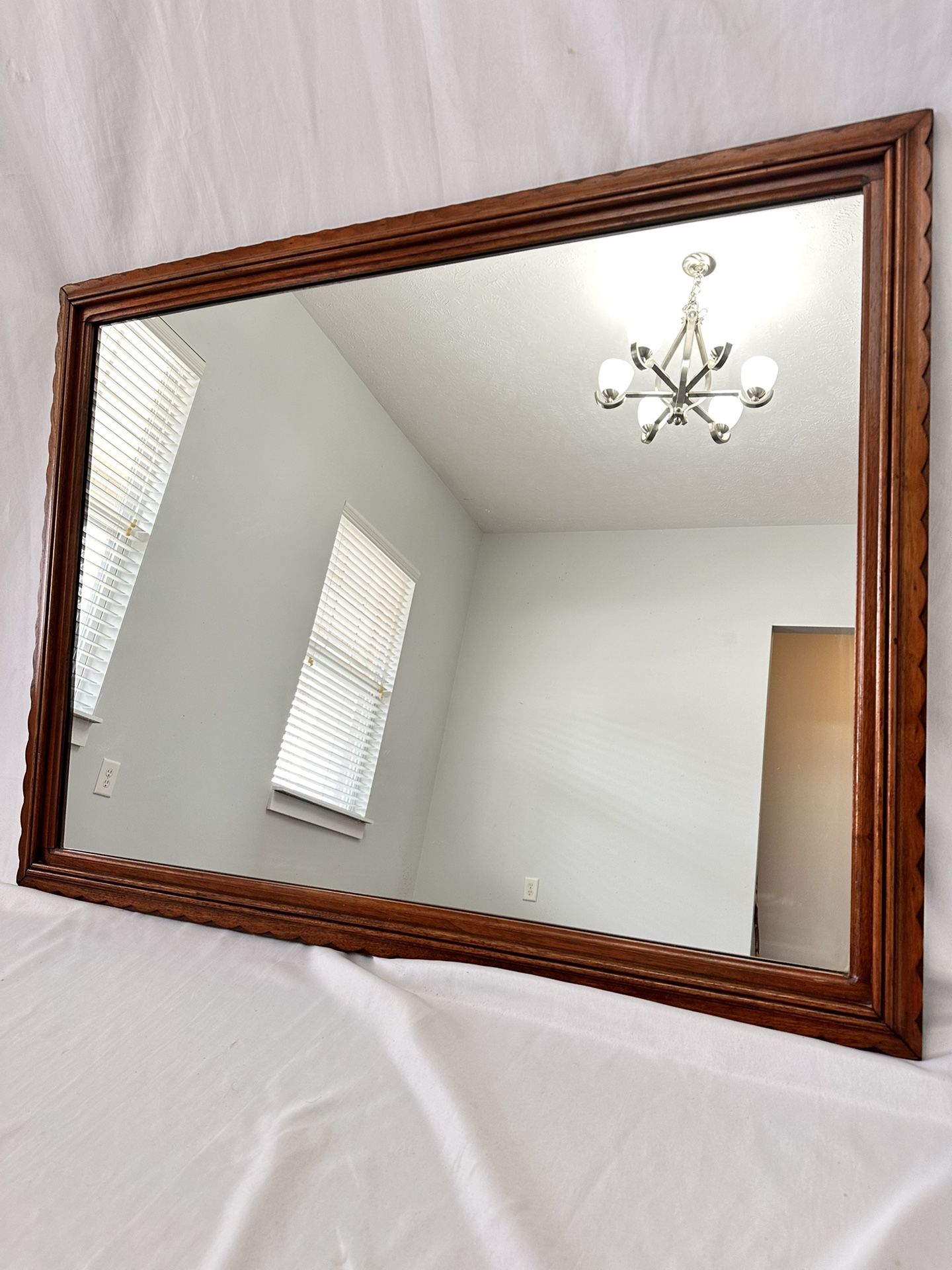 DARK WALNUT ANTIQUE MIRROR BY DAVIS - EXCELLENT CONDITION