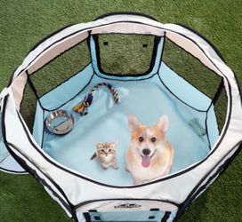 PETMAKER Portable Pop Up Pet Play Pen-Blue