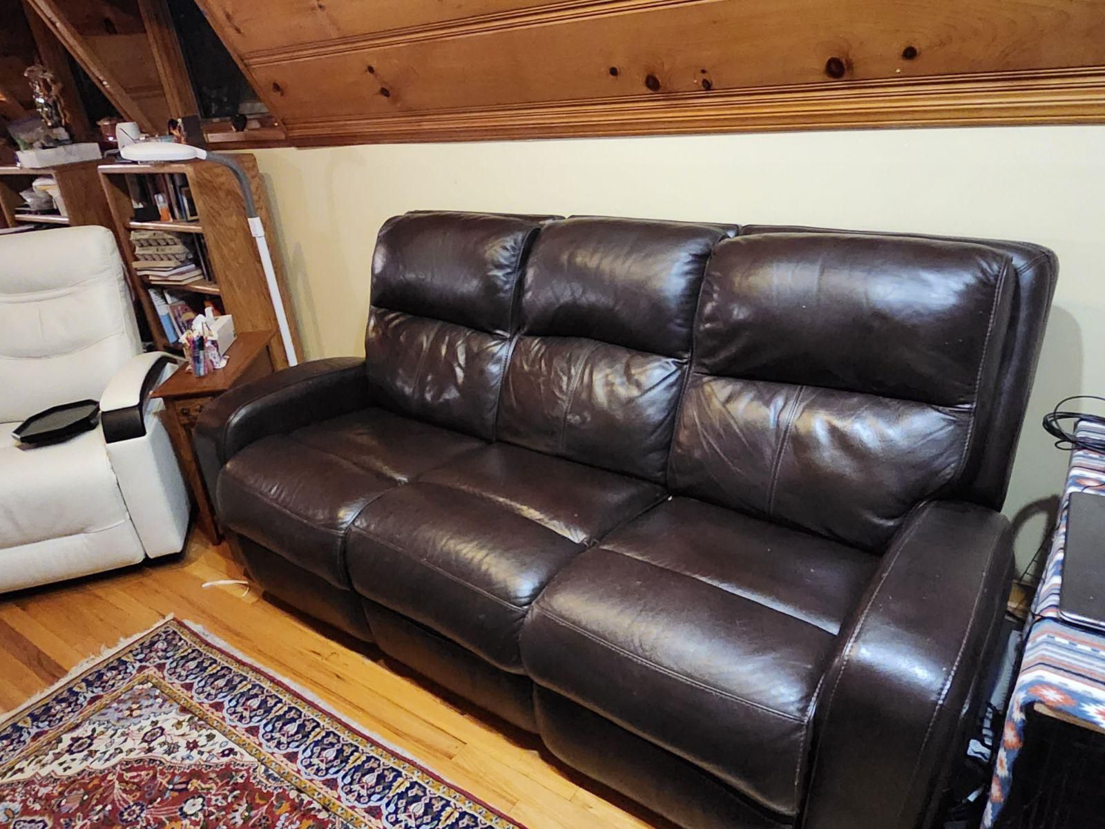 Leather Couch Motorized Reclining Ends