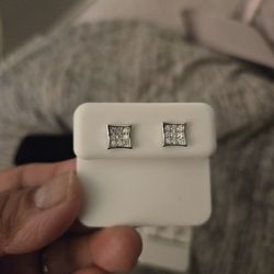 White Square Earrings