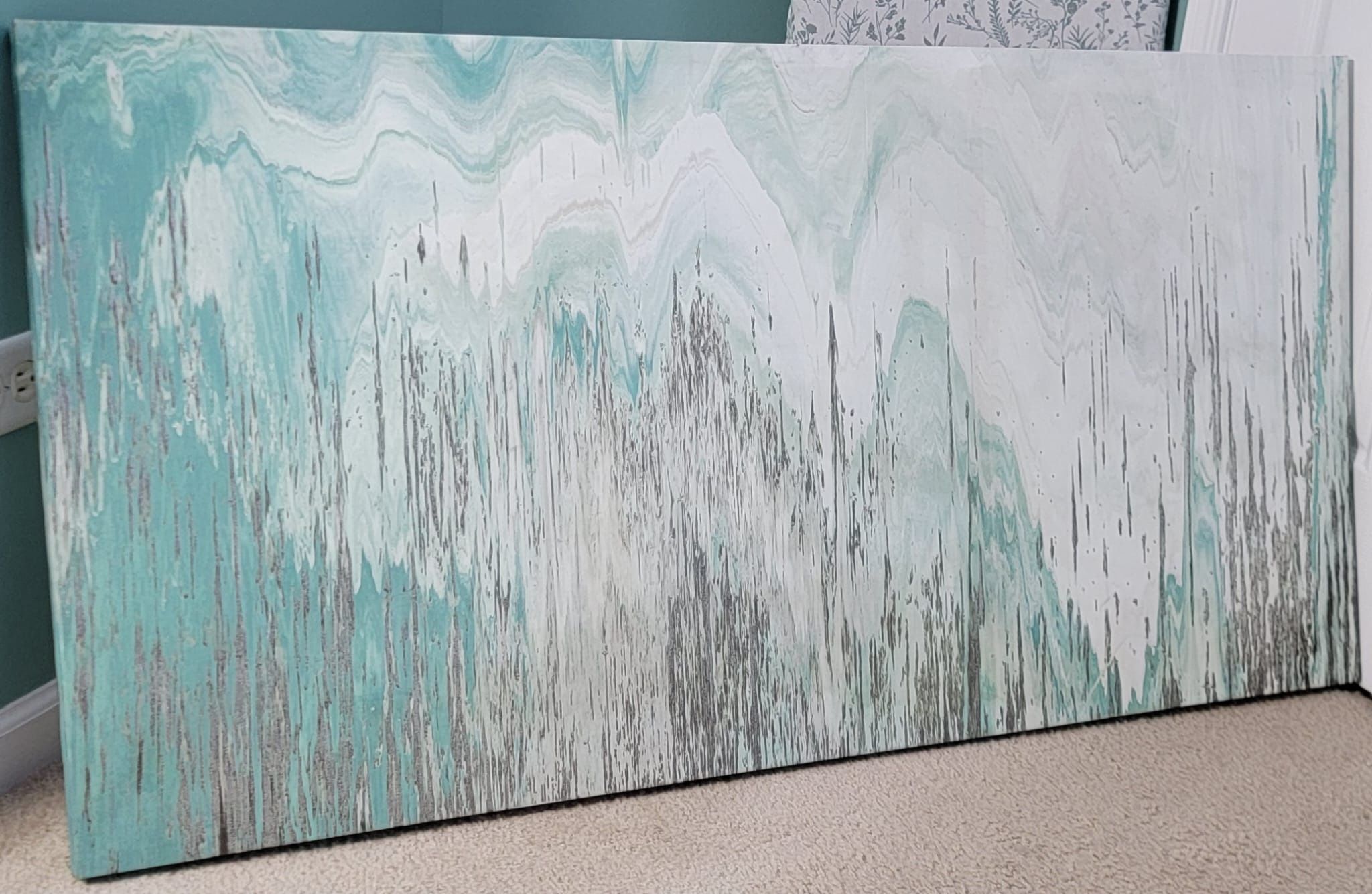 beautiful 50 × 20 inch canvas wall art. (small wood piece shown in the pic can be fixed with glue)