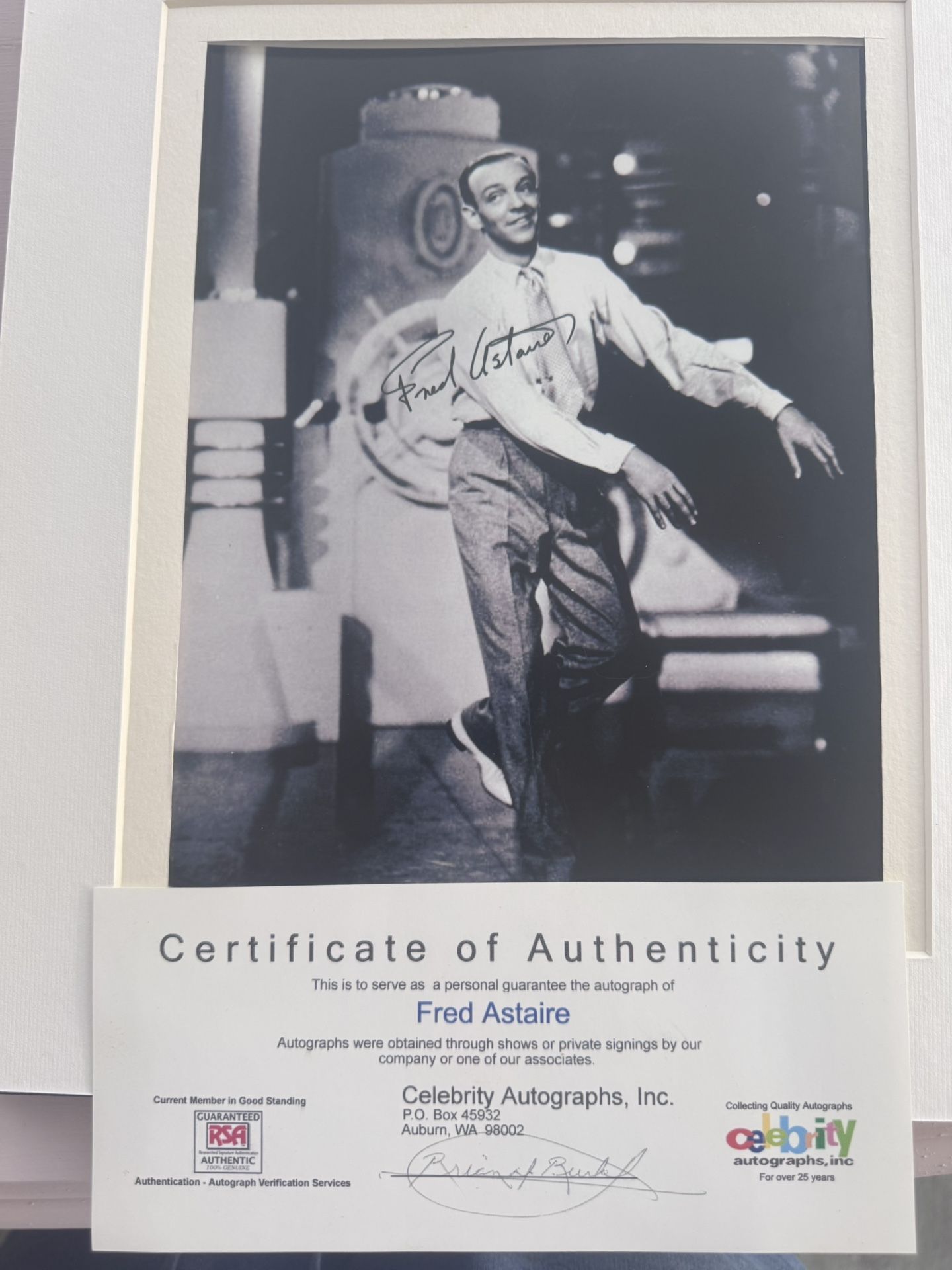 Authentic Fred Astaire Autographed Black And White Photo Certified