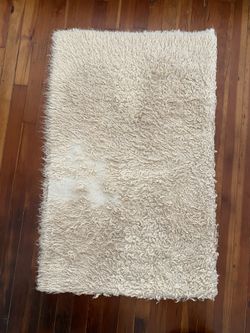 Ivory wool shag rug