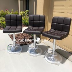 New 3 Brown Bar Stools 