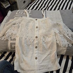 New. No Boundaries. Size X-Small. White, Spaghetti Strapped, Off The Shoulder Top.
