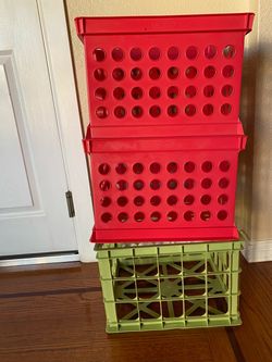 Sterilite Red & Green Stacking Crates Set of 3
