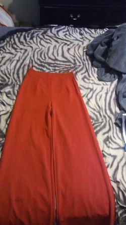 Red flare pants