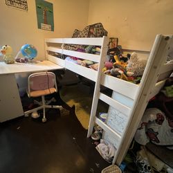 Free Loft Bed With Desk And Book Shelf  (twin Size)