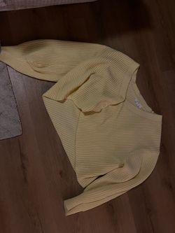 Yellow Knit Cardigan Sweater