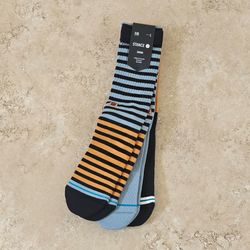 Stance Mens Large Barnacle 3 Pack Casual Combed Cotton Blend Crew Socks NEW