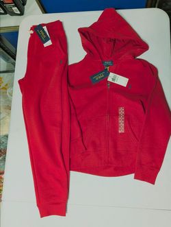 New Polo Ralph Lauren boy's size 10-12 Red Jogger Set