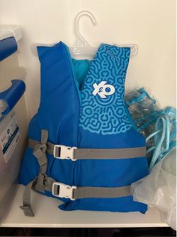 Universal Youth Open-Sided Life Vest and Jacket, 50lbs - 90lbs, Blue Ocean Coral, Unisex