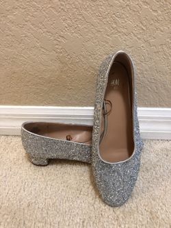 Silver low heel shoes