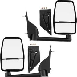 Pair Side View Mirrors Fold For 2003-18 Chevy Express Savana Black Left+Right