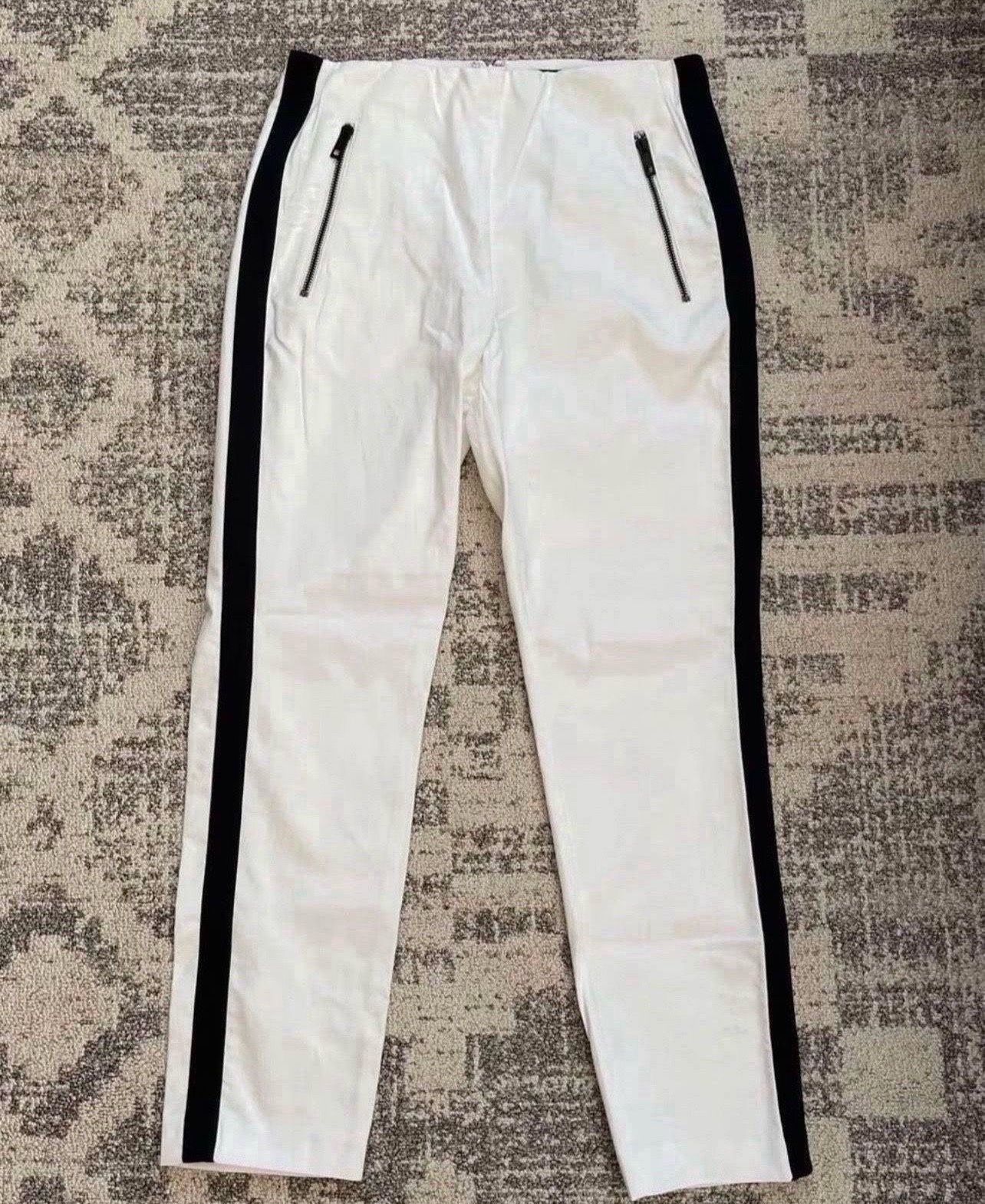 NWT Rag & Bone Pants Simone White Ankle High Rise Zipper Side Stripe Size 10