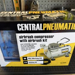 Central Pneumatic Airbrush Compressor Kit 1/5 HP 58 PSI Model 60328