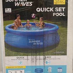 Summer Waves 10'x30" Quick Set Inflatable Above Ground Pool w/ Filter Pump - NEW 