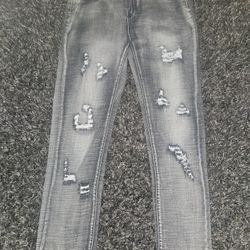 Mens Distressed Black Jeans Size 28