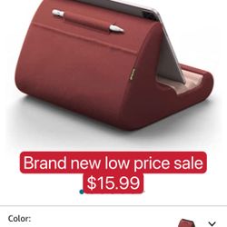 Tablet Stand, Tablet Pillow Holder - Tablet Pillow Soft Pad for Bed, Lap Tablet Mount with Stylus Mount & Pocket, for iPad Pro 12.9, Air, Mini, Kindle