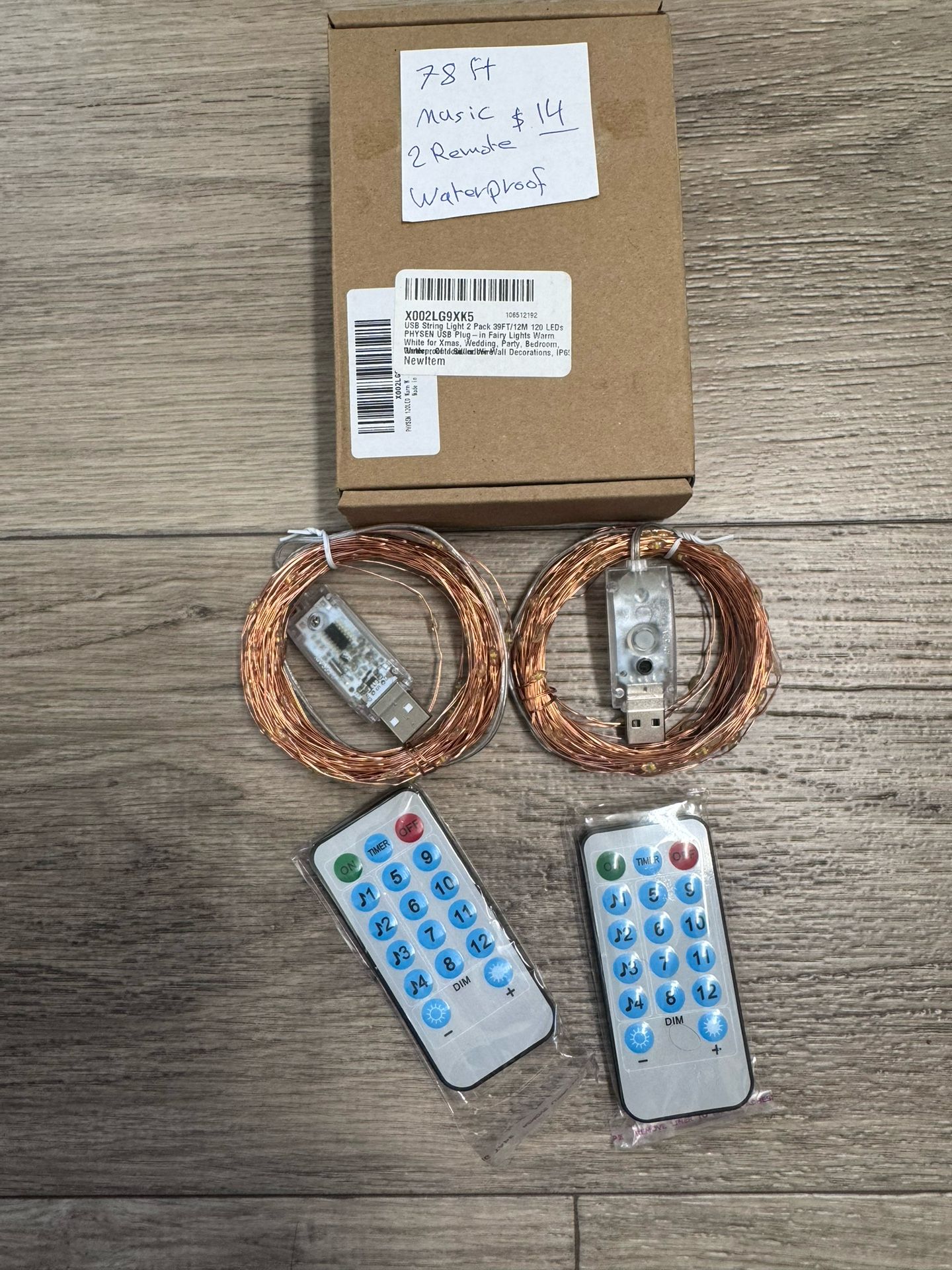 78 Ft ‼️Music‼️ $14 2 Remote Waterproof 2 Pack 39F each Music