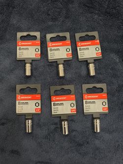 Crescent 8mm 1/4" Drive 6-Point Sockets – Lot of 6